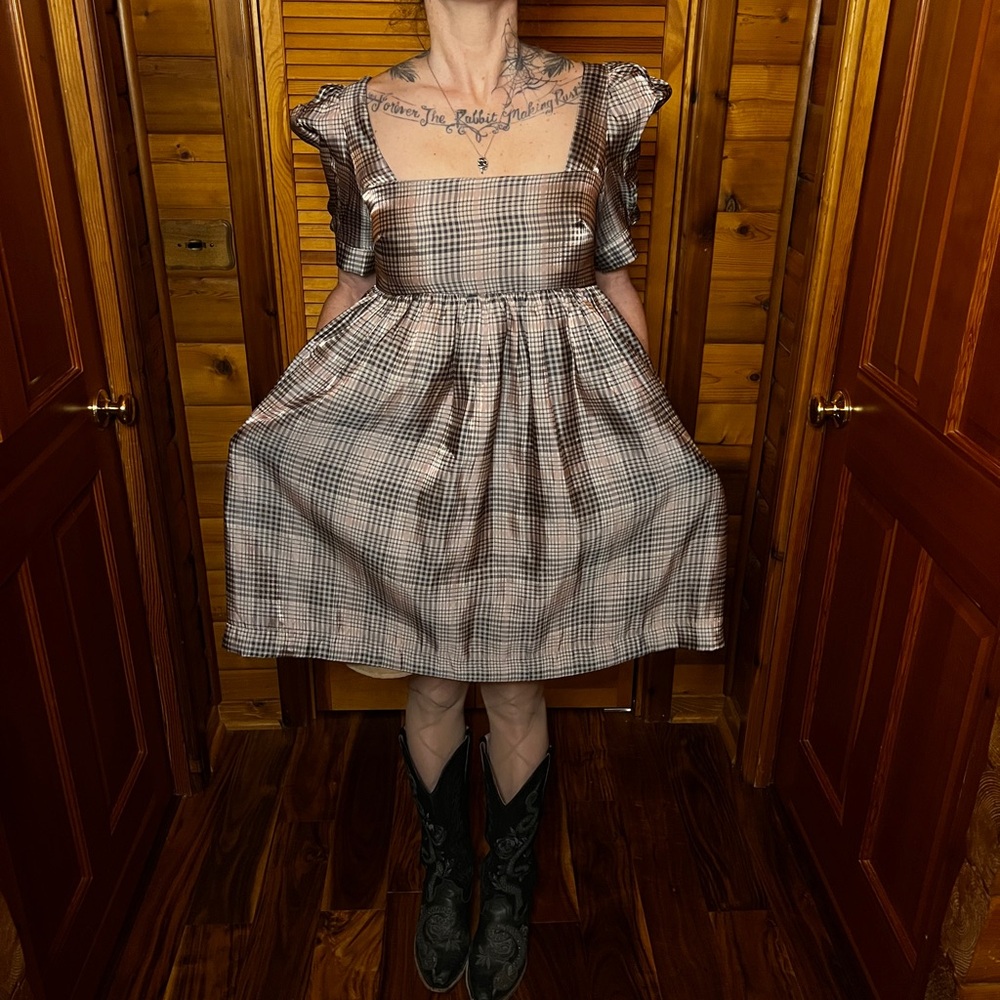 En Saison plaid puff dress